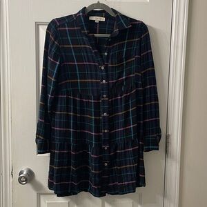 Colorful Plaid Button-Up dress